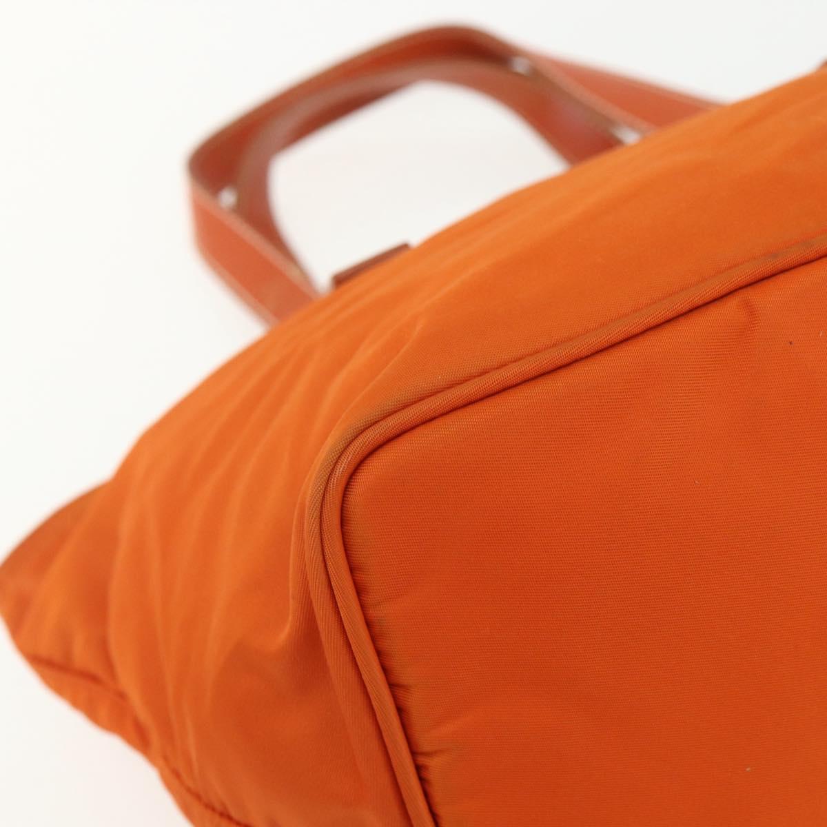 PRADA Hand Bag Nylon Orange Silver Auth ti3486