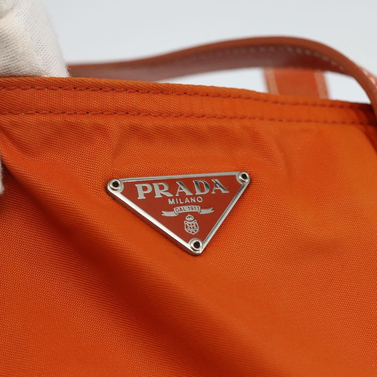 PRADA Hand Bag Nylon Orange Silver Auth ti3486