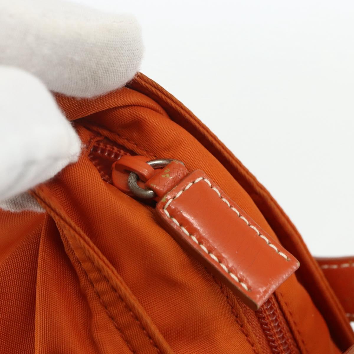 PRADA Hand Bag Nylon Orange Silver Auth ti3486