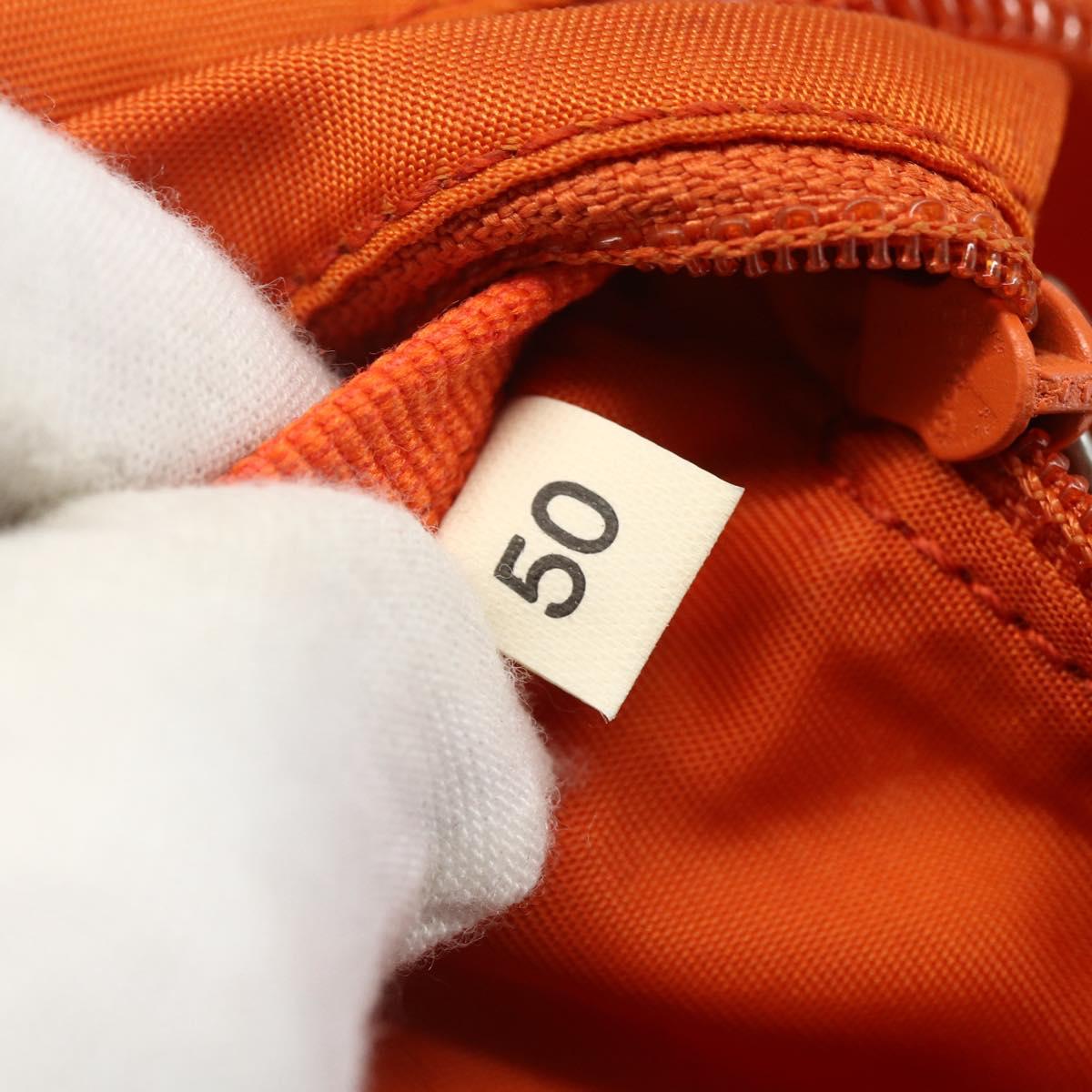PRADA Hand Bag Nylon Orange Silver Auth ti3486