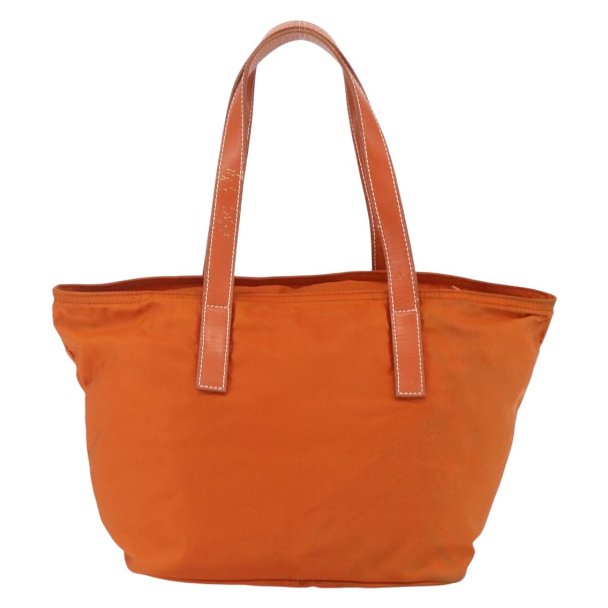 PRADA Hand Bag Nylon Orange Silver Auth ti3486