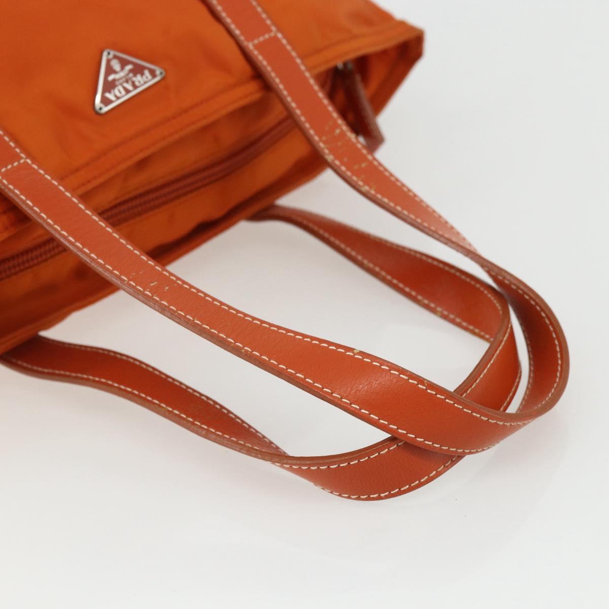 PRADA Hand Bag Nylon Orange Silver Auth ti3486