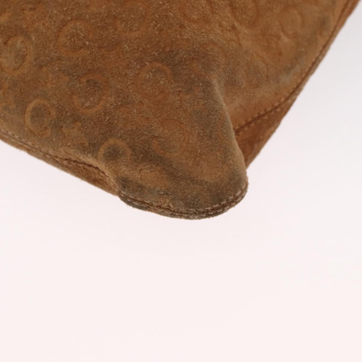 CELINE C Macadam Canvas Shoulder Bag Suede Brown Gold Auth ti3487
