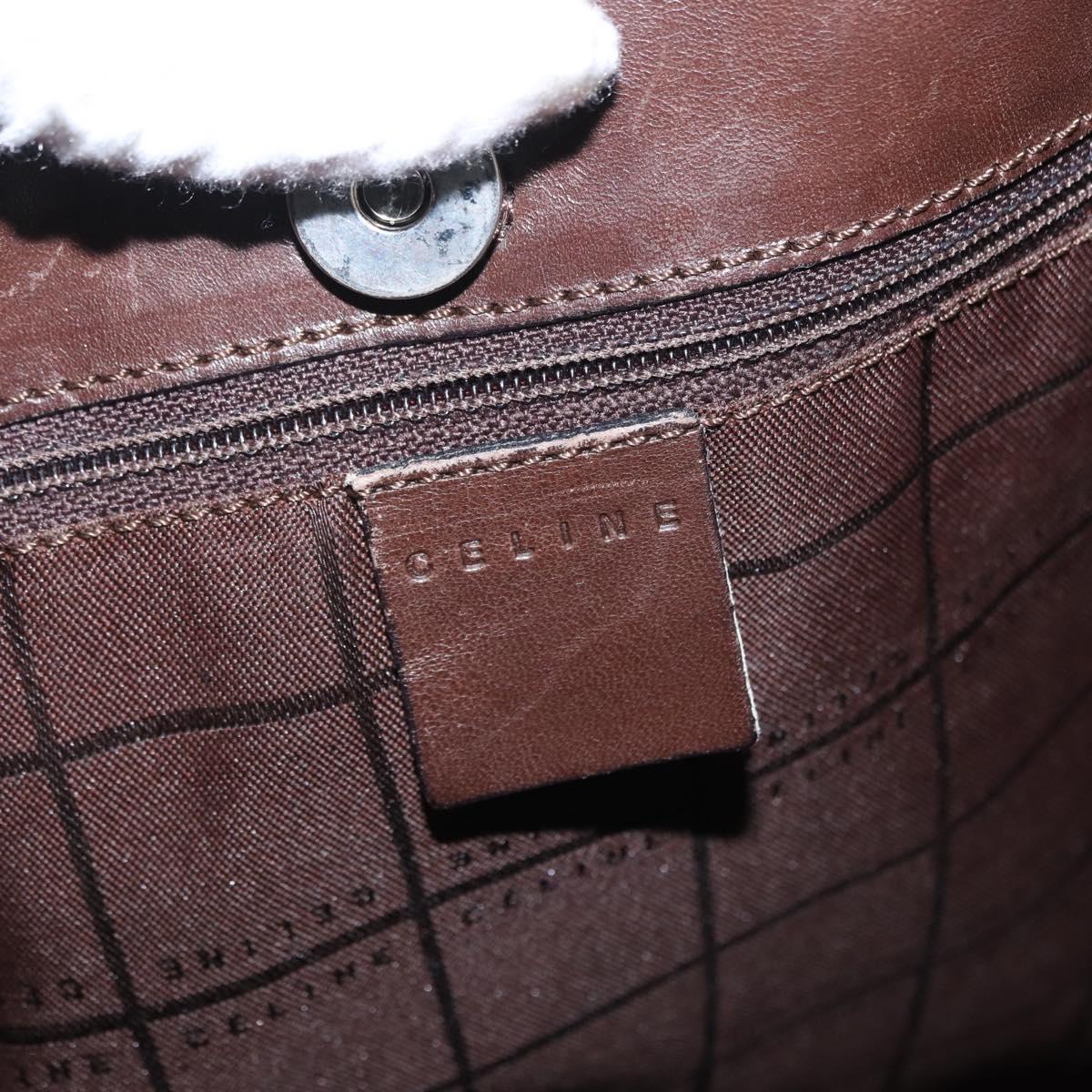 CELINE C Macadam Canvas Shoulder Bag Suede Brown Gold Auth ti3487