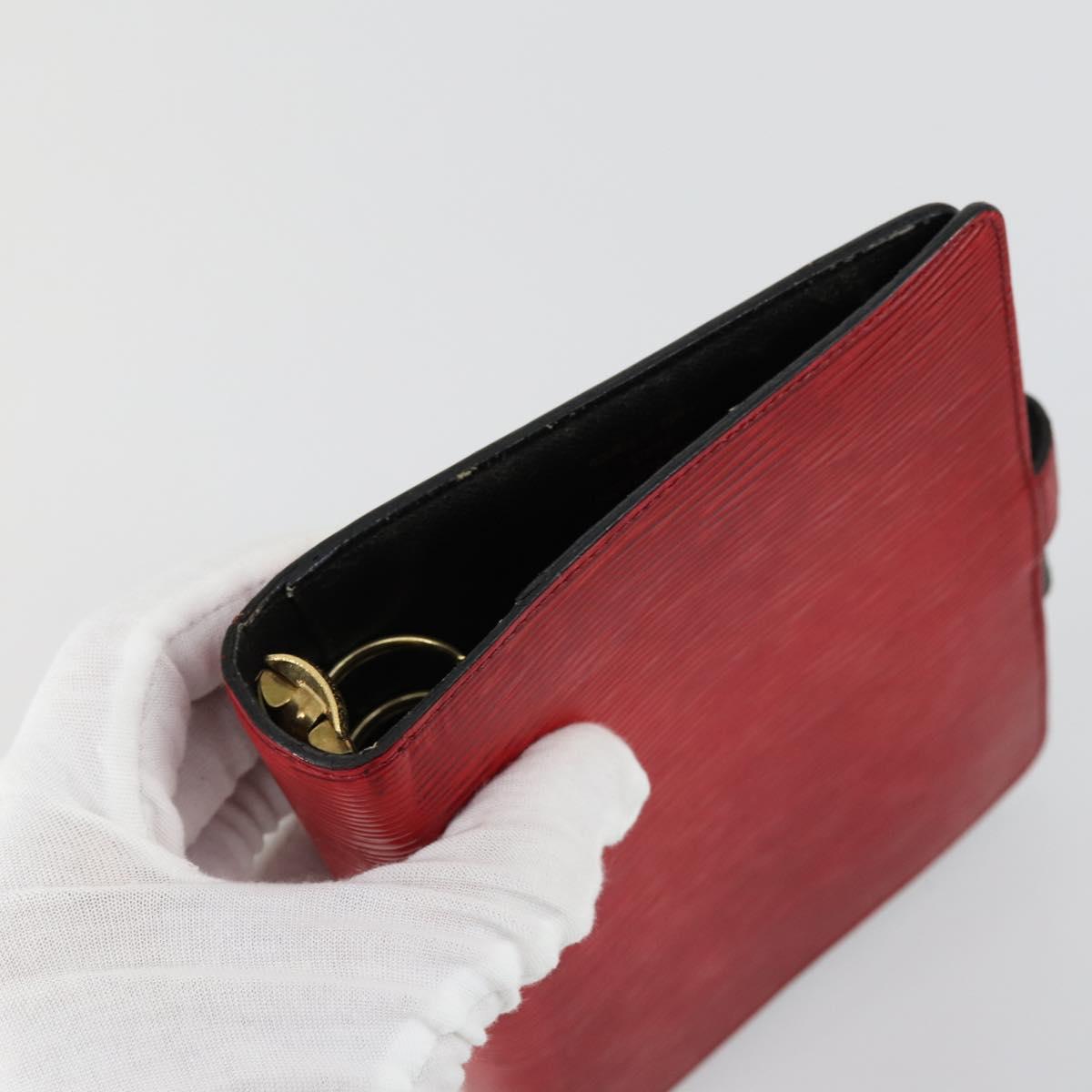 LOUIS VUITTON Epi Agenda MM Day Planner Cover 2 Set Red Brown LV Auth ti3496