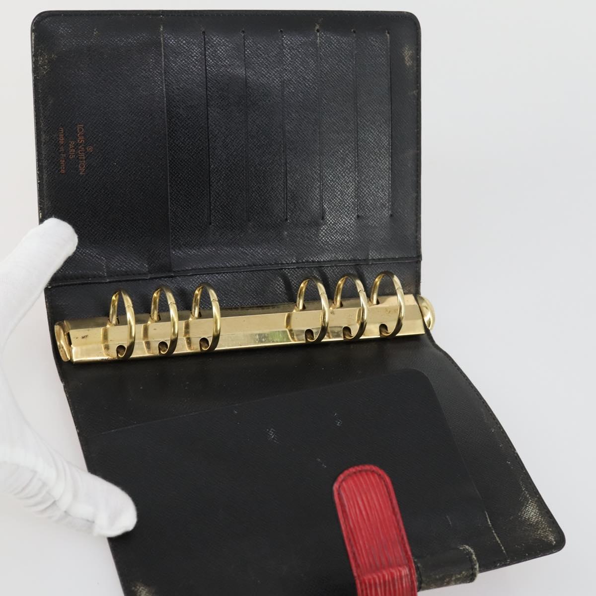 LOUIS VUITTON Epi Agenda MM Day Planner Cover 2 Set Red Brown LV Auth ti3496