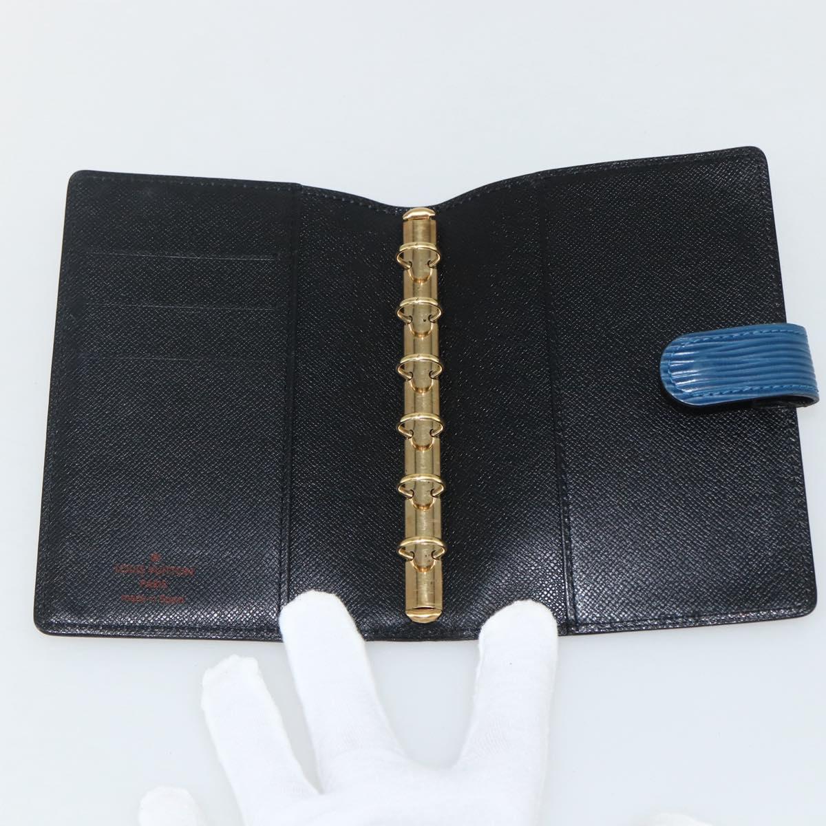LOUIS VUITTON Epi Agenda PM Day Planner Cover Blue R20055 LV Auth ti3497