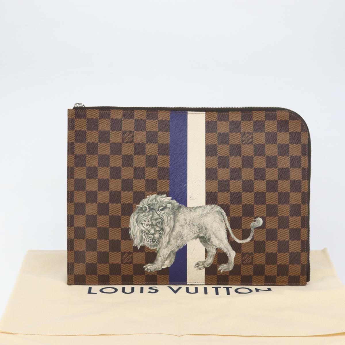 LOUIS VUITTON Damier Savannah Pochette Jules GM Clutch Bag N63345 LV Auth ti3498