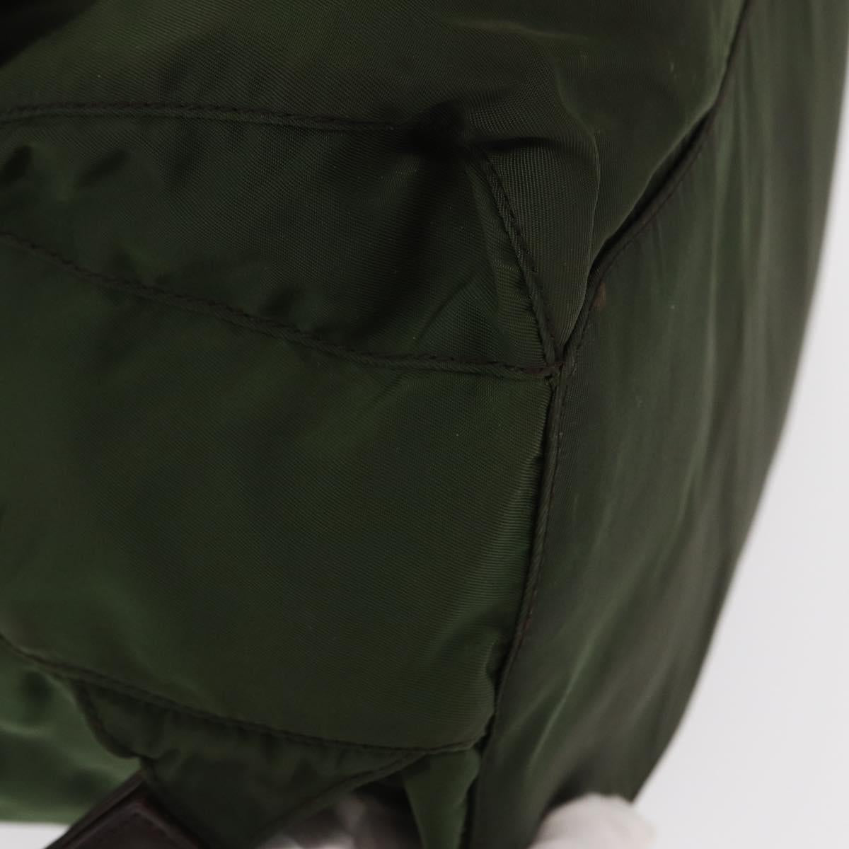 PRADA Backpack Nylon Khaki Silver Auth ti3500