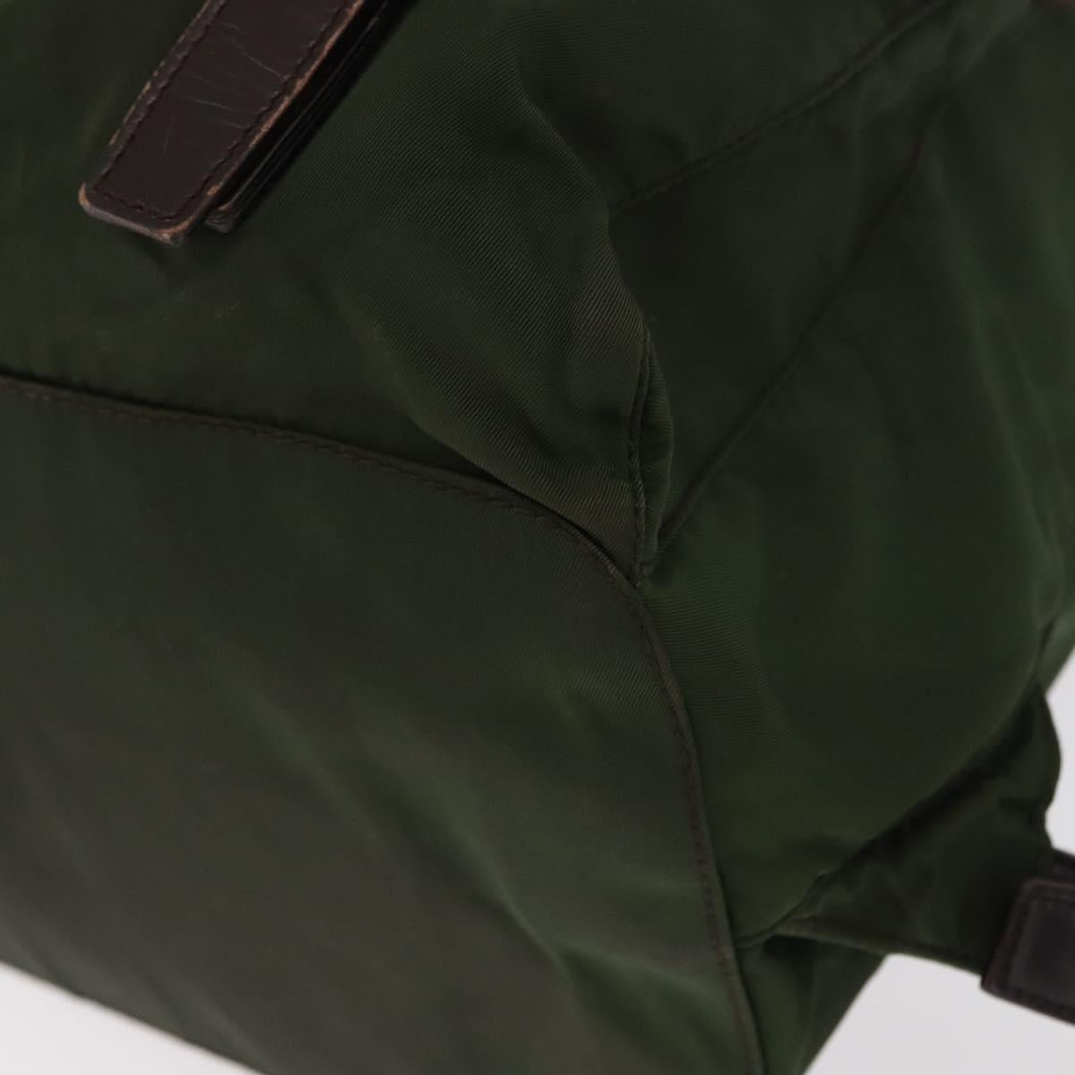 PRADA Backpack Nylon Khaki Silver Auth ti3500