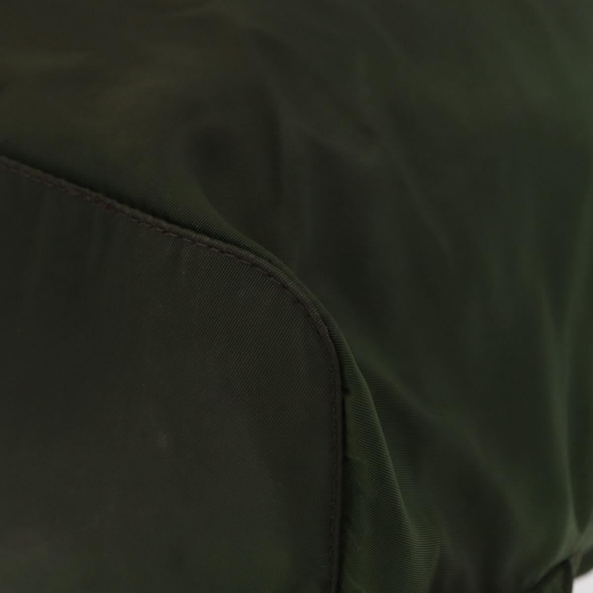 PRADA Backpack Nylon Khaki Silver Auth ti3500