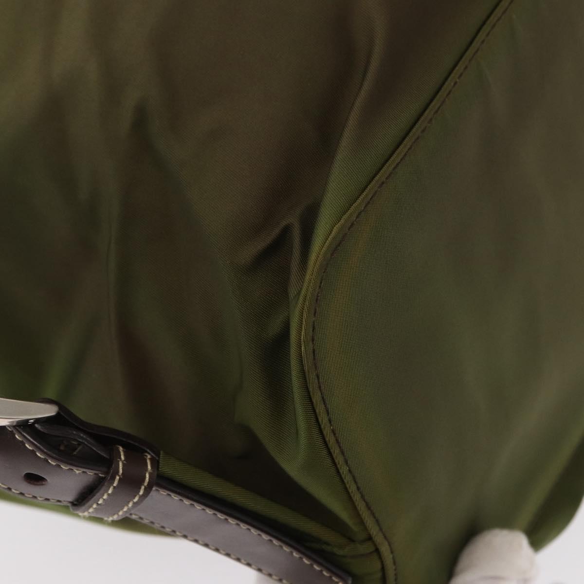 PRADA Backpack Nylon Khaki Silver Auth ti3504