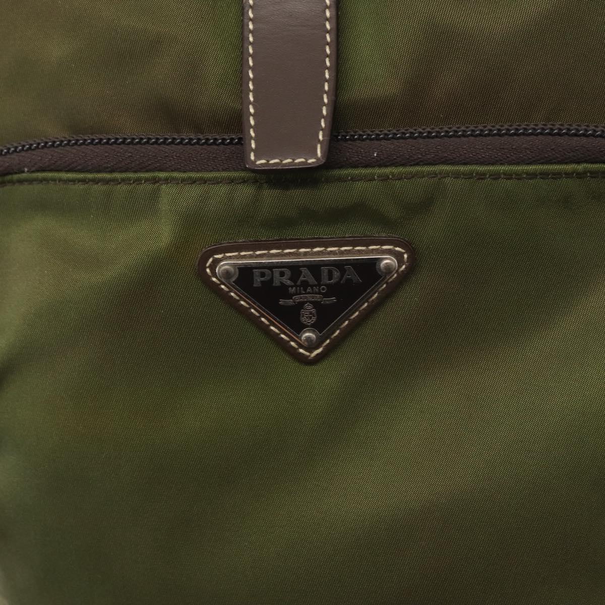 PRADA Backpack Nylon Khaki Silver Auth ti3504