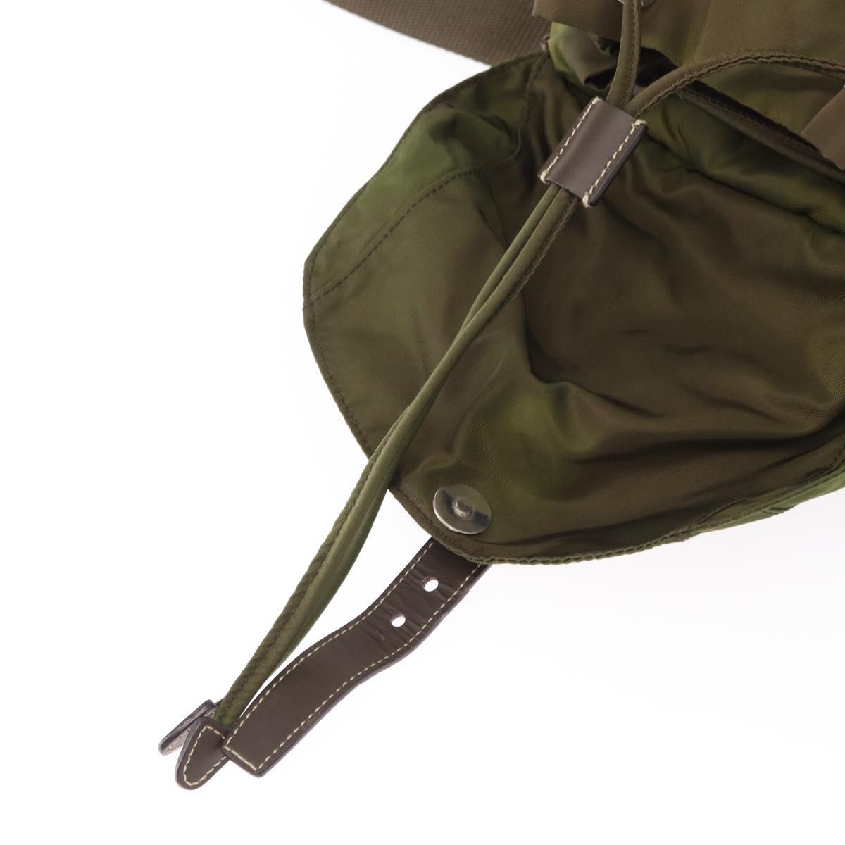 PRADA Backpack Nylon Khaki Silver Auth ti3504