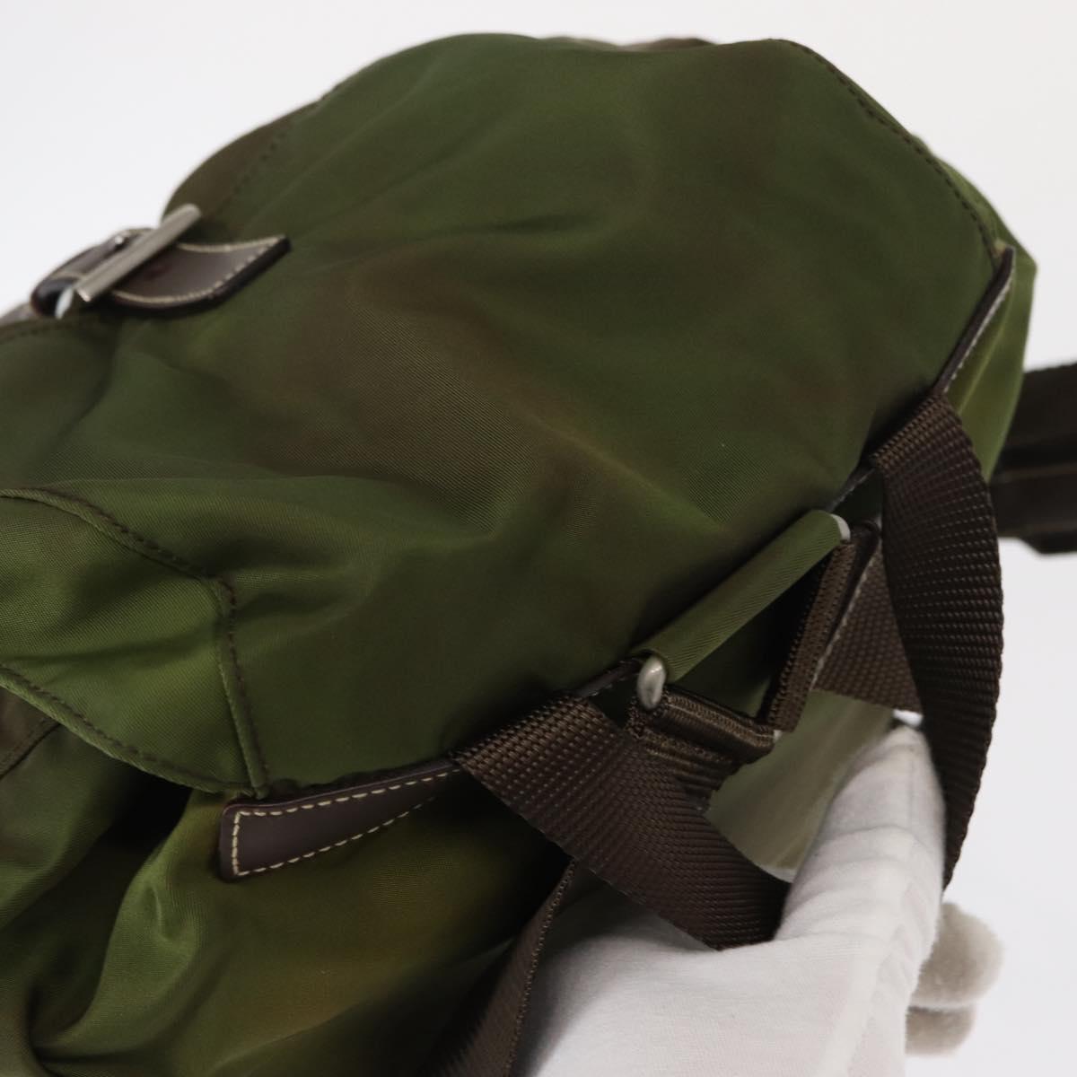 PRADA Backpack Nylon Khaki Silver Auth ti3504