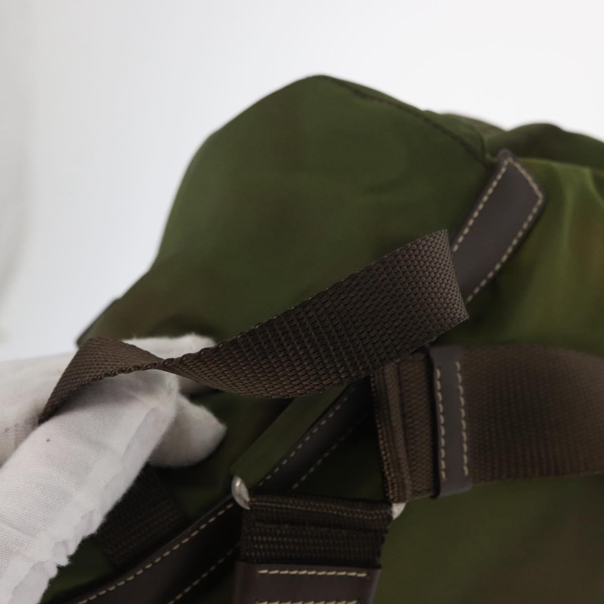PRADA Backpack Nylon Khaki Silver Auth ti3504