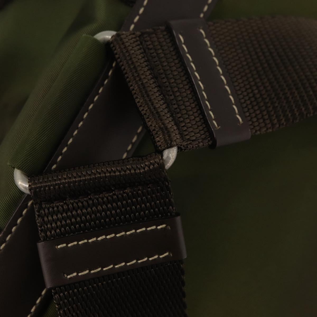 PRADA Backpack Nylon Khaki Silver Auth ti3504