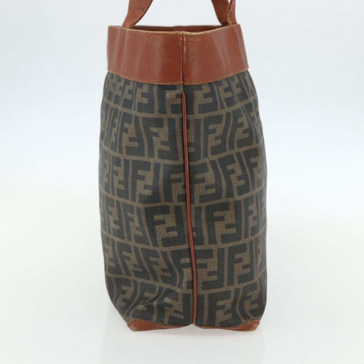 FENDI Zucca Canvas Tote Bag PVC Black Brown Auth ti3505