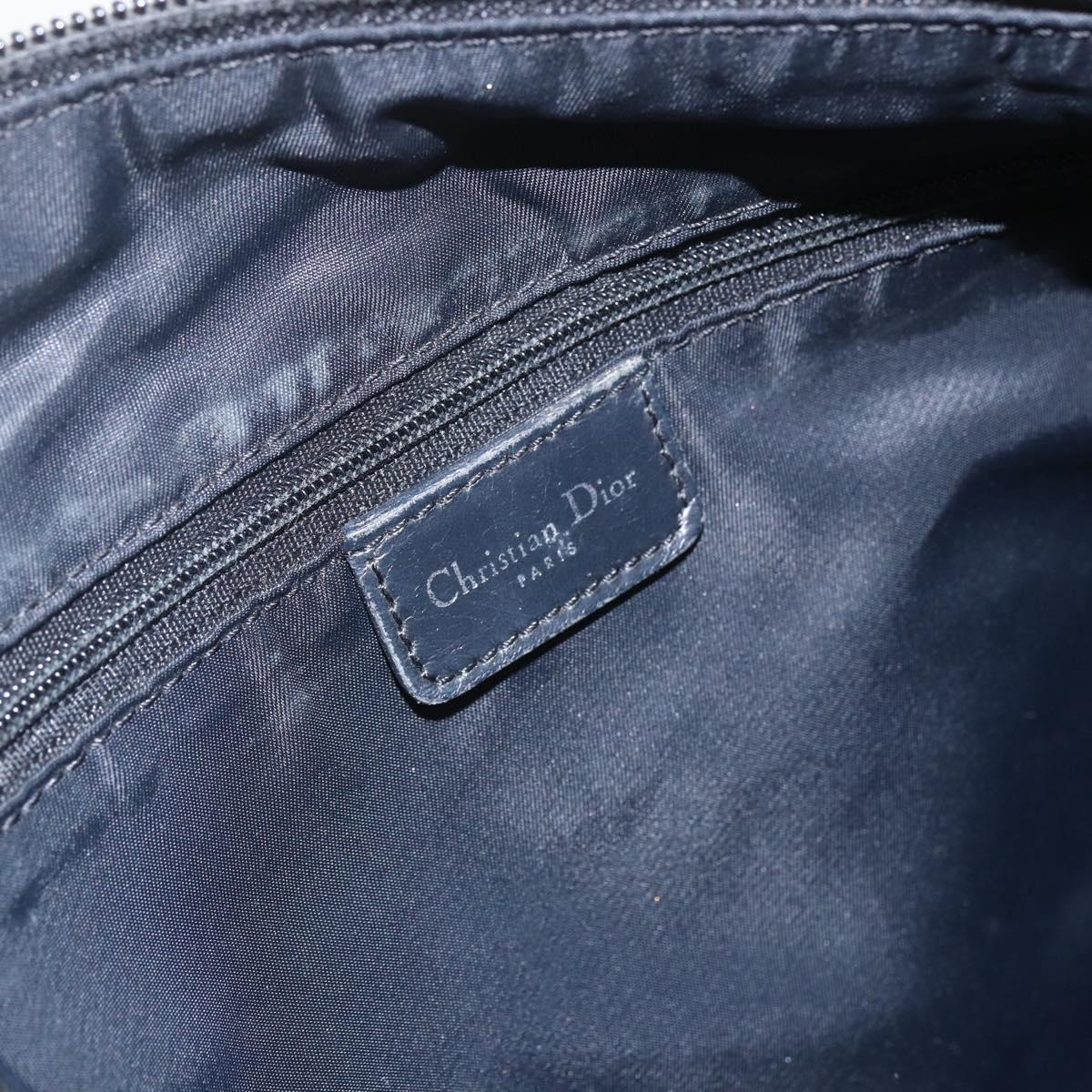 Christian Dior Trotter Canvas Shoulder Bag Black Silver Auth ti3506