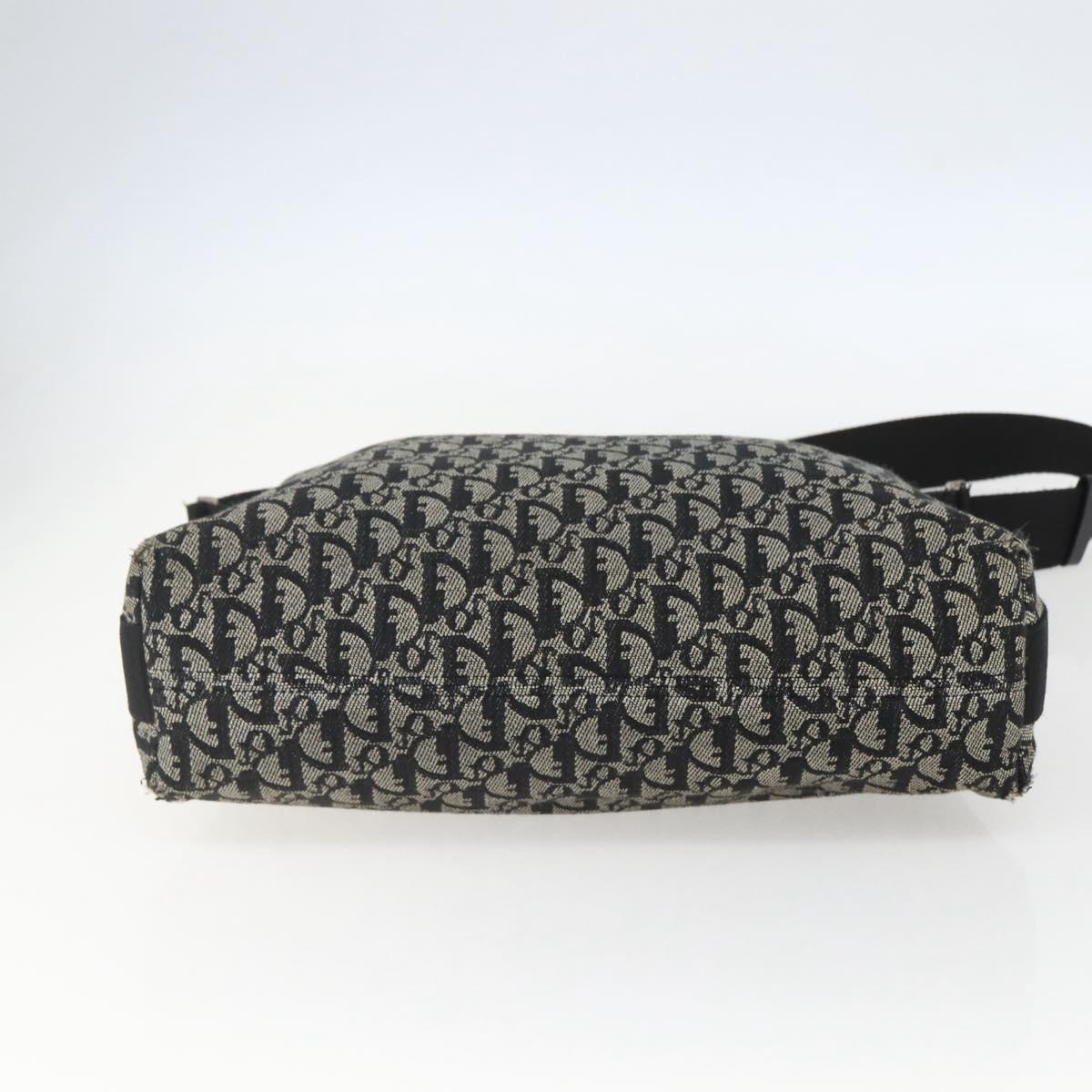 Christian Dior Trotter Canvas Shoulder Bag Black Silver Auth ti3506