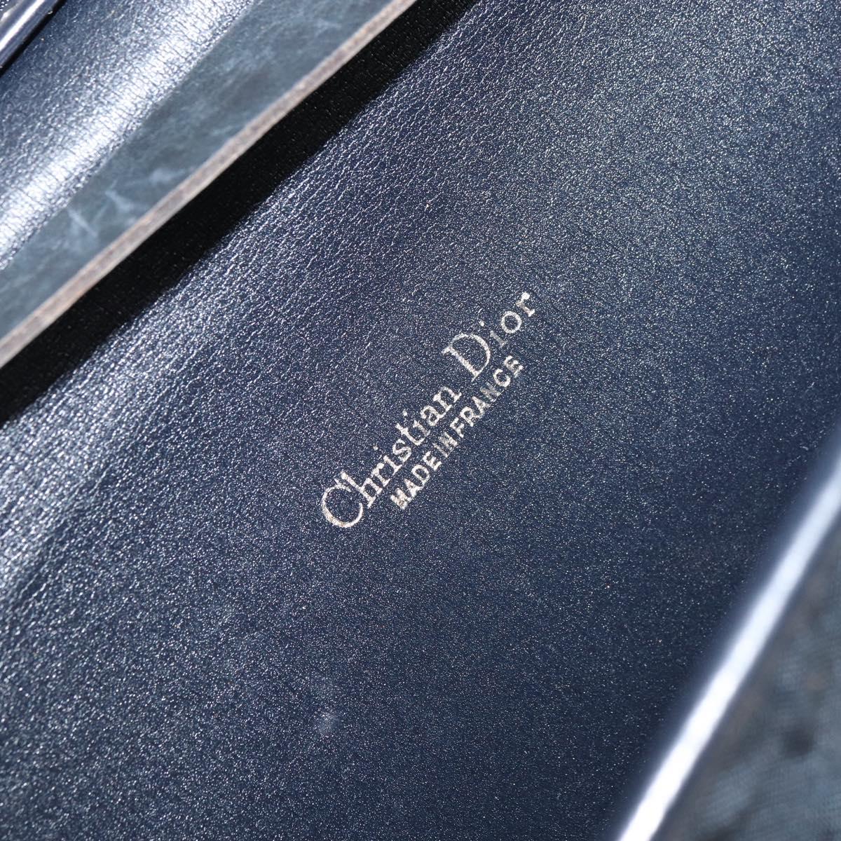 Christian Dior Chain Shoulder Bag Canvas Navy Gold Auth ti3507