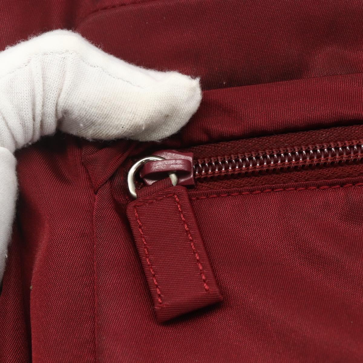 PRADA Sports Tote Bag Nylon Red Silver Auth ti3508