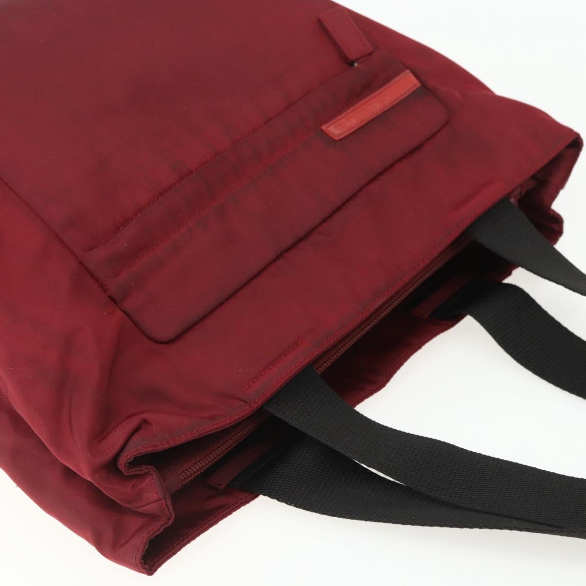 PRADA Sports Tote Bag Nylon Red Silver Auth ti3508
