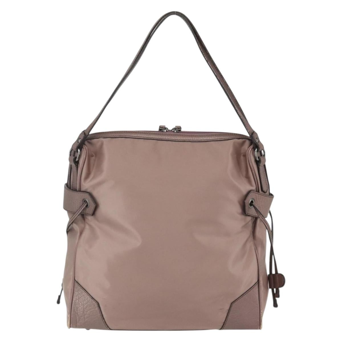 BURBERRY Shoulder Bag Nylon Pink Silver Auth ti3509