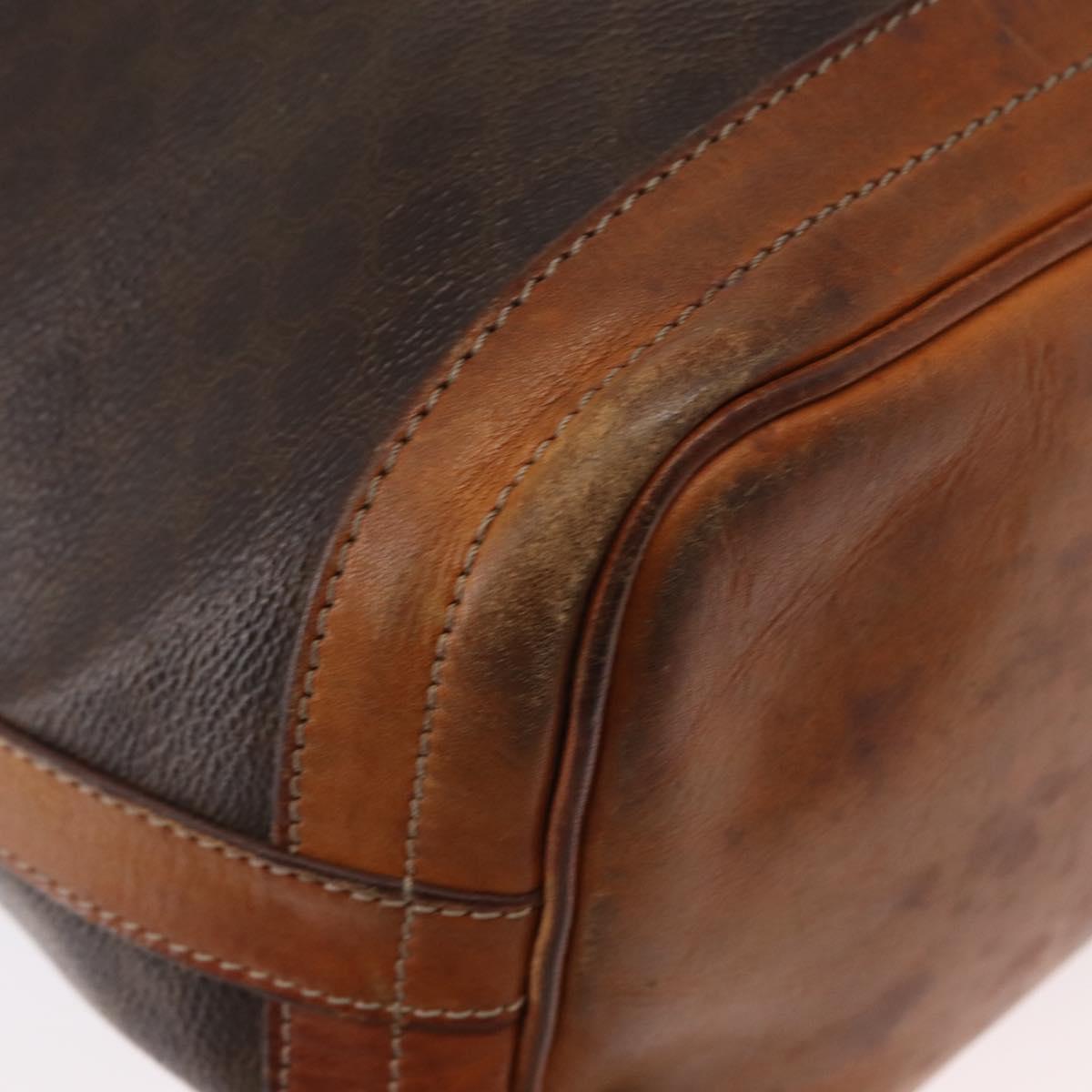 CELINE Macadam Canvas Shoulder Bag PVC Leather Brown Gold Auth ti3510