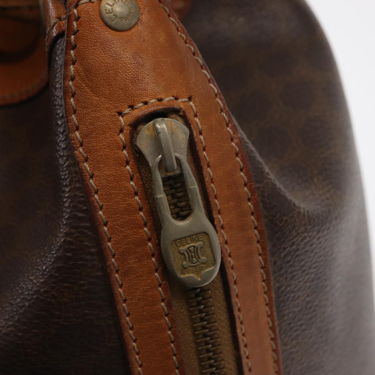 CELINE Macadam Canvas Shoulder Bag PVC Leather Brown Gold Auth ti3510