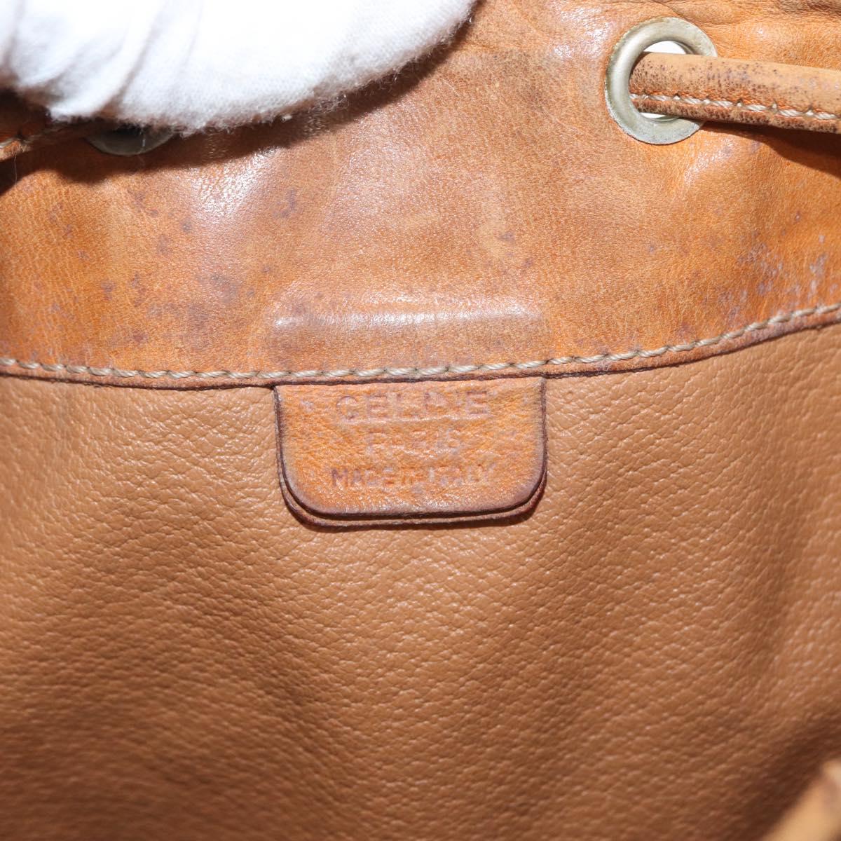 CELINE Macadam Canvas Shoulder Bag PVC Leather Brown Gold Auth ti3510