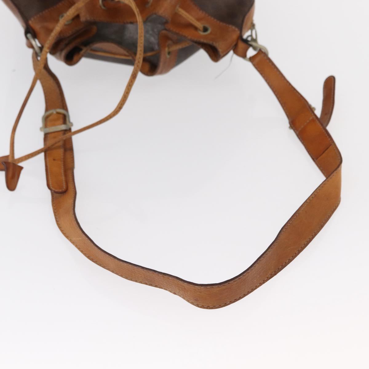 CELINE Macadam Canvas Shoulder Bag PVC Leather Brown Gold Auth ti3510