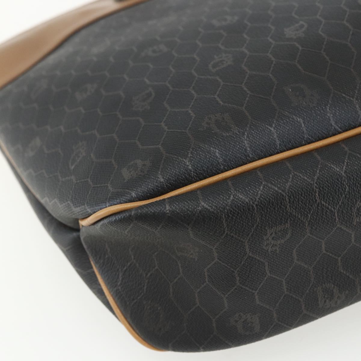 Christian Dior Honeycomb Canvas Tote Bag PVC Black Brown gold Auth ti3512