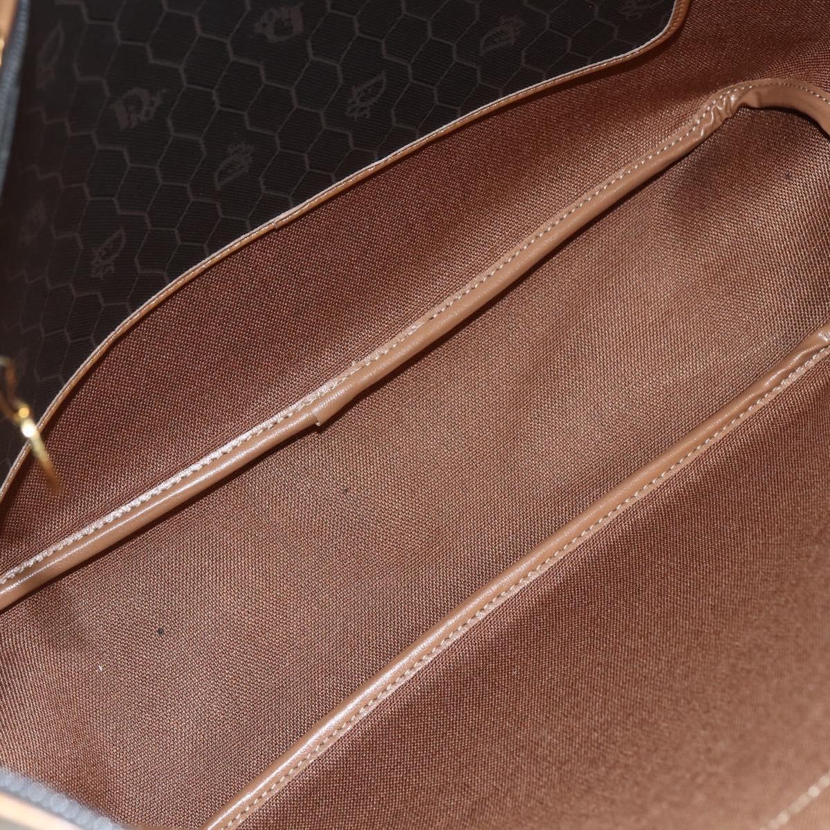 Christian Dior Honeycomb Canvas Tote Bag PVC Black Brown gold Auth ti3512