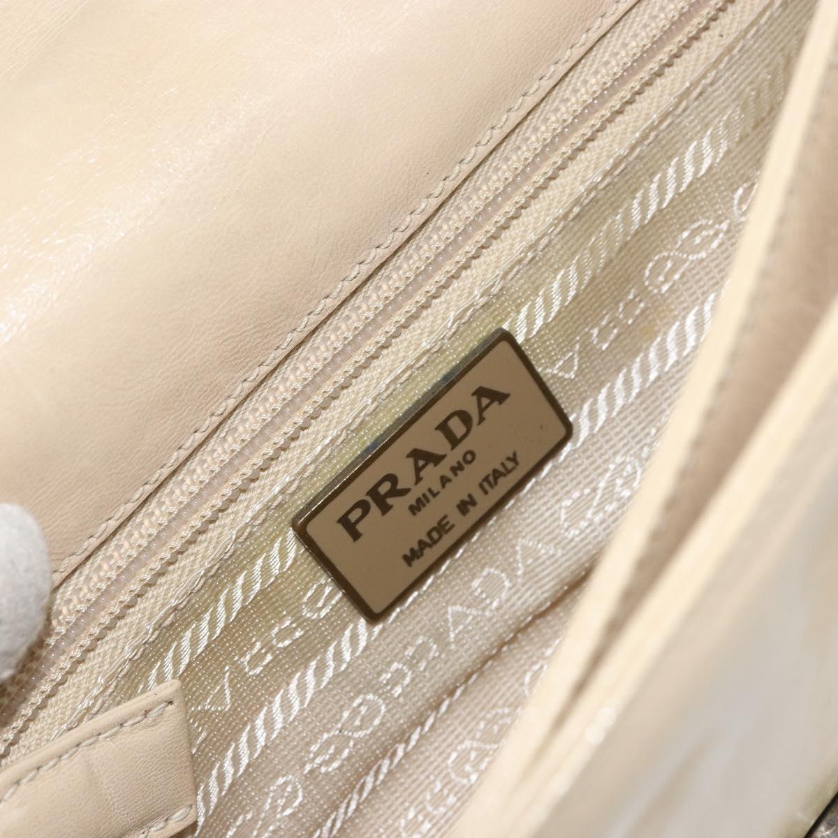PRADA Chain Shoulder Bag Leather plastic Beige Auth ti3513