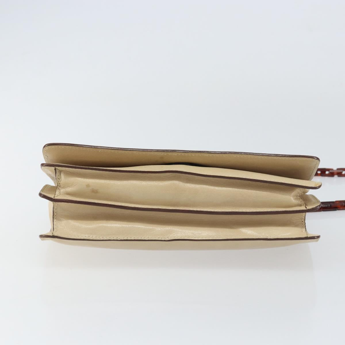 PRADA Chain Shoulder Bag Leather plastic Beige Auth ti3513