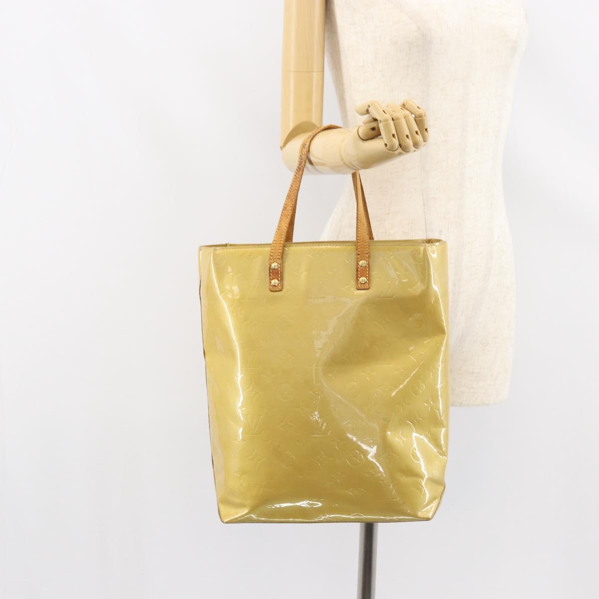 LOUIS VUITTON Monogram Vernis Reade MM Hand Bag Beige M91141 LV Auth ti3516