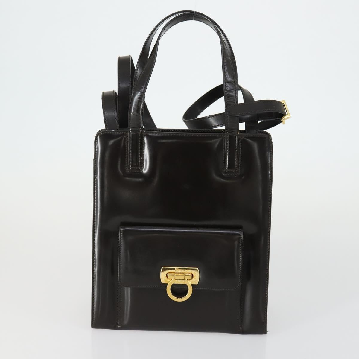 Salvatore Ferragamo Gucci Burberry Bag Canvas 4 Set Black Beige Auth ti3518