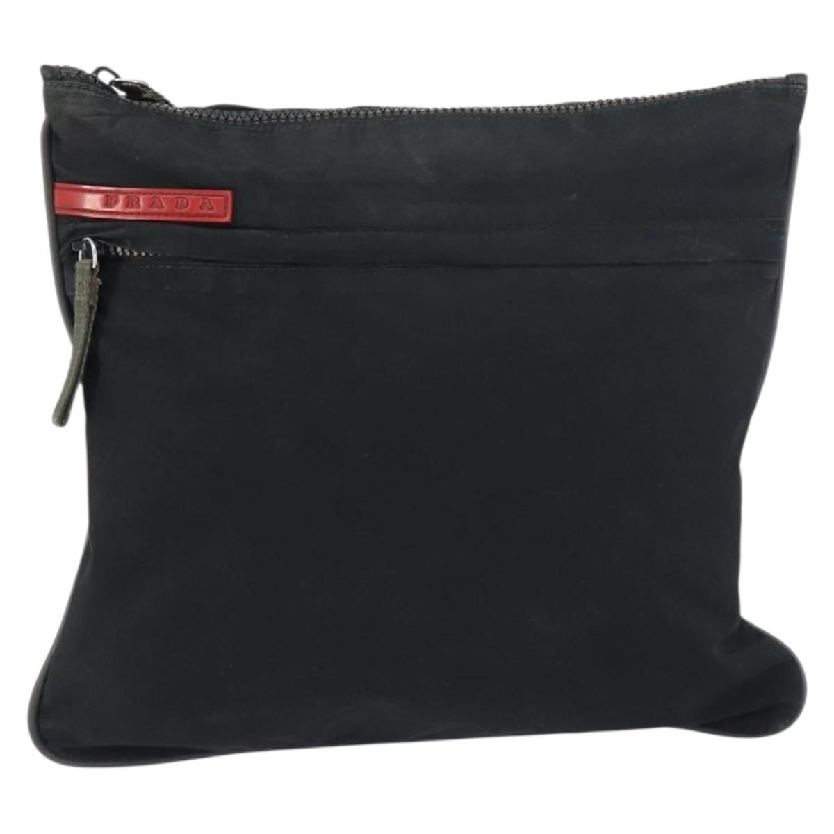 PRADA Sports Shoulder Bag Nylon Black Silver Auth ti3522