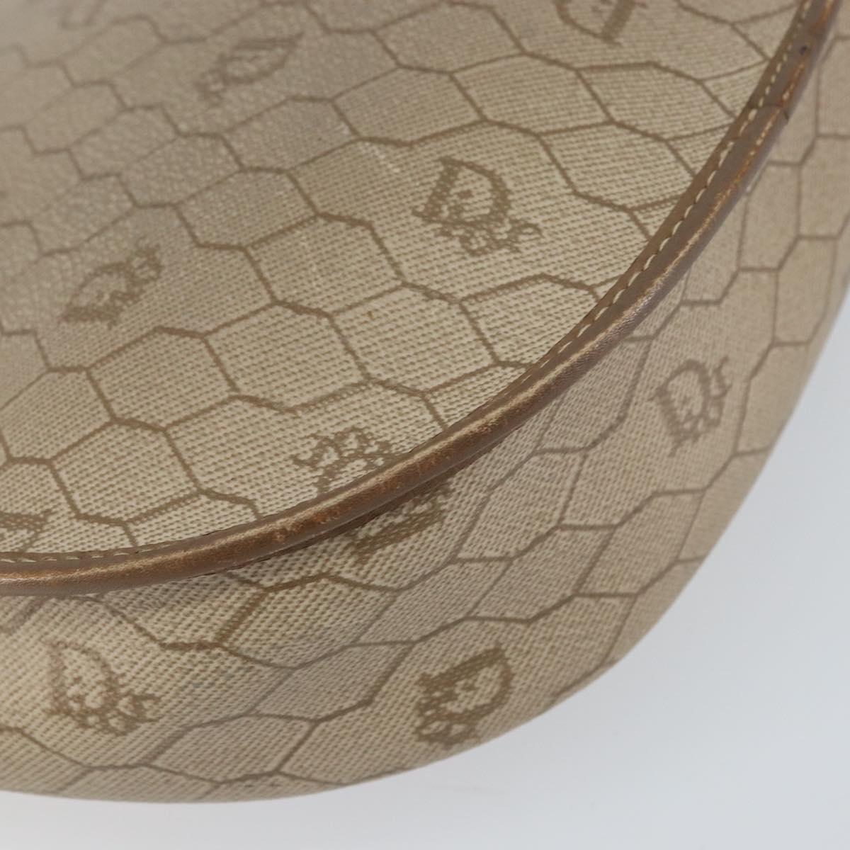 Christian Dior Honeycomb Canvas Shoulder Bag PVC Beige Gold Auth ti3528