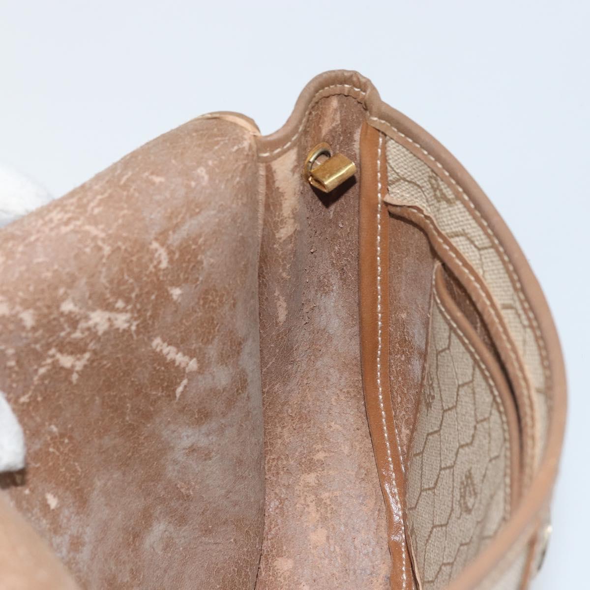 Christian Dior Honeycomb Canvas Shoulder Bag PVC Beige Gold Auth ti3528