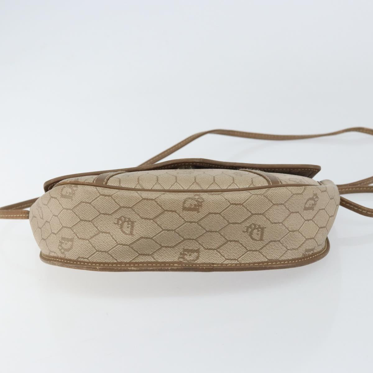 Christian Dior Honeycomb Canvas Shoulder Bag PVC Beige Gold Auth ti3528