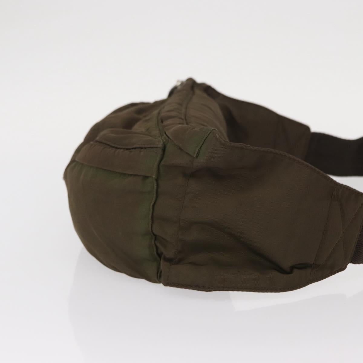 PRADA Waist bag Nylon Khaki Silver Auth ti3529
