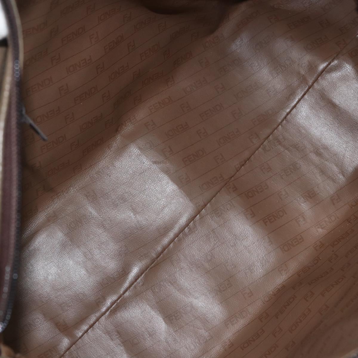 FENDI Zucchino Canvas Hand Bag Coated Canvas Vintage Brown Auth ti3530
