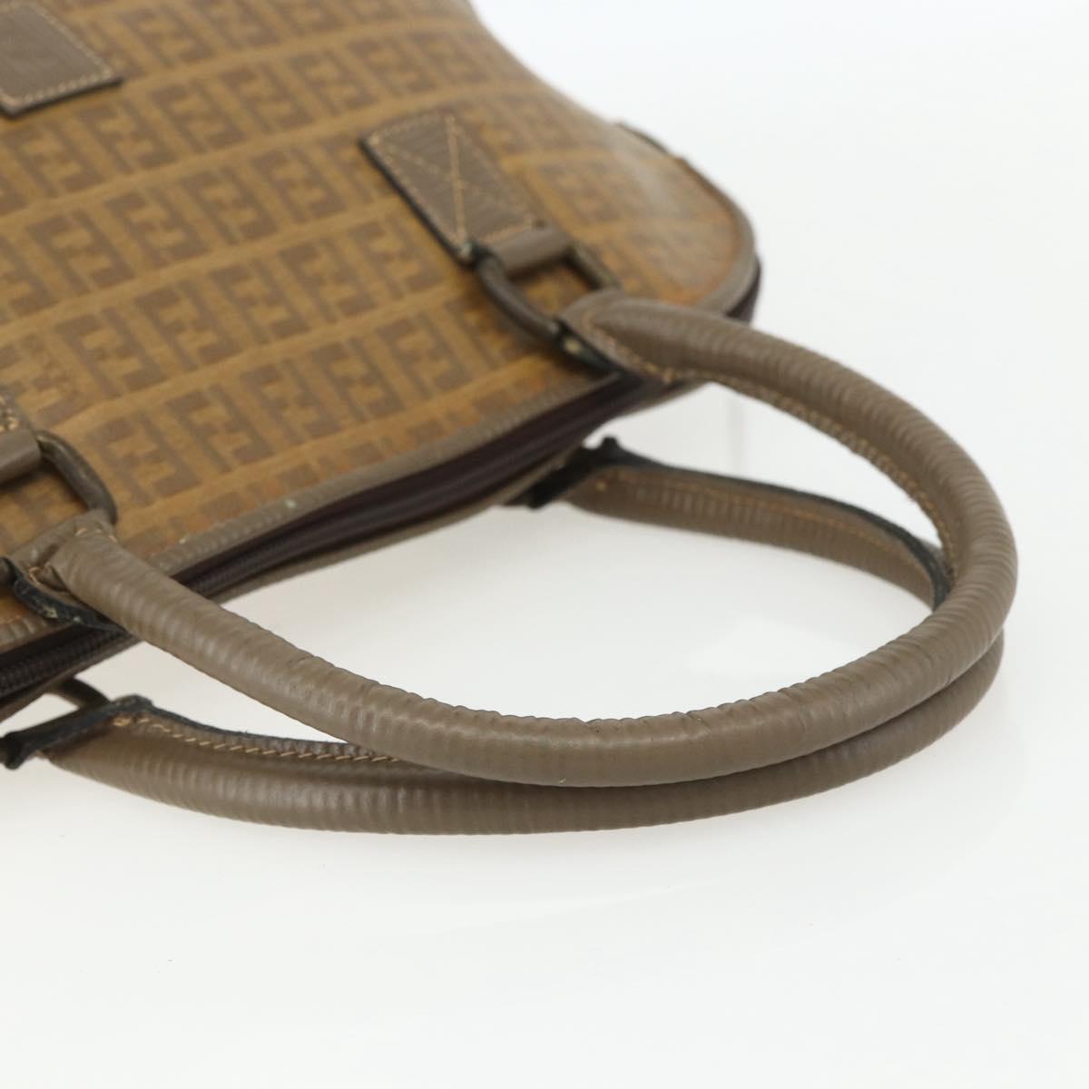 FENDI Zucchino Canvas Hand Bag Coated Canvas Vintage Brown Auth ti3530