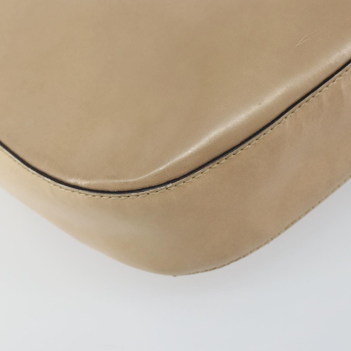 PRADA Shoulder Bag Patent leather Beige Auth ti3531
