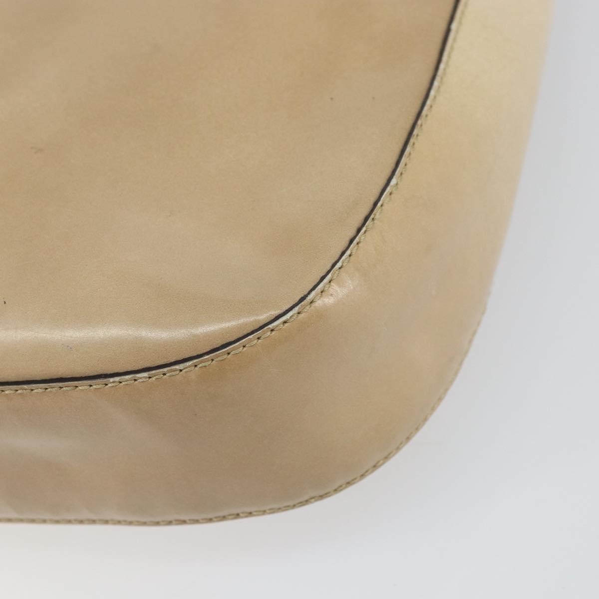 PRADA Shoulder Bag Patent leather Beige Auth ti3531