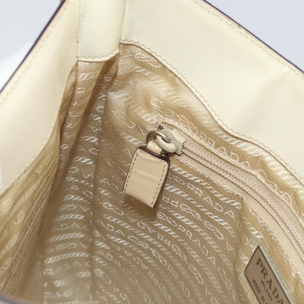 PRADA Shoulder Bag Patent leather Beige Auth ti3531
