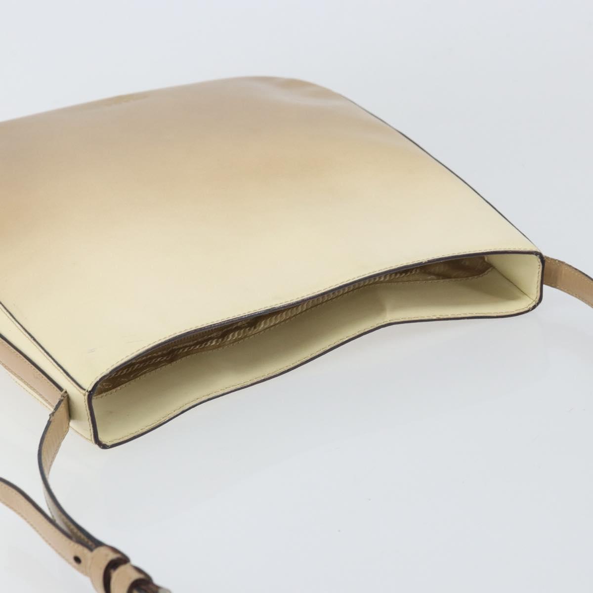 PRADA Shoulder Bag Patent leather Beige Auth ti3531