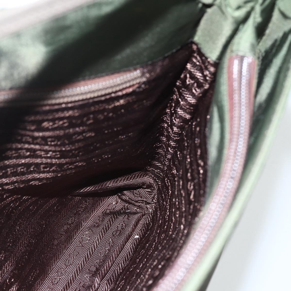 PRADA Shoulder Bag Nylon Khaki Silver Auth ti3532